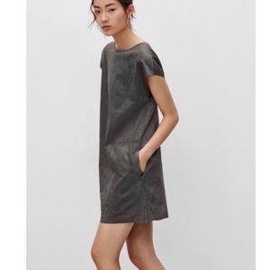 Aritzia Wilfred Free Womens Gray Faux Vegan Suede Nori Pocket Mini Dress XS